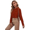 image:imageLYANER Womens Ruffle Front Blouse Collar Neck Button Down Long Sleeve Ruffled Shirt Dressy Work TopCamel