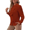 image:imageLYANER Womens Ruffle Front Blouse Collar Neck Button Down Long Sleeve Ruffled Shirt Dressy Work TopCamel