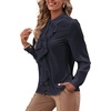 image:imageLYANER Womens Ruffle Front Blouse Collar Neck Button Down Long Sleeve Ruffled Shirt Dressy Work TopDark Blue