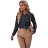 image:imageLYANER Womens Ruffle Front Blouse Collar Neck Button Down Long Sleeve Ruffled Shirt Dressy Work TopDark Blue