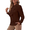 image:imageLYANER Womens Ruffle Front Blouse Collar Neck Button Down Long Sleeve Ruffled Shirt Dressy Work TopDark Brown