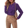 image:imageLYANER Womens Ruffle Front Blouse Collar Neck Button Down Long Sleeve Ruffled Shirt Dressy Work TopDark Purple