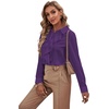 image:imageLYANER Womens Ruffle Front Blouse Collar Neck Button Down Long Sleeve Ruffled Shirt Dressy Work TopDark Purple