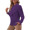 image:imageLYANER Womens Ruffle Front Blouse Collar Neck Button Down Long Sleeve Ruffled Shirt Dressy Work TopDark Purple