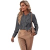 image:imageLYANER Womens Ruffle Front Blouse Collar Neck Button Down Long Sleeve Ruffled Shirt Dressy Work TopDeep Gray