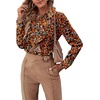 image:imageLYANER Womens Ruffle Front Blouse Collar Neck Button Down Long Sleeve Ruffled Shirt Dressy Work TopFloral Black