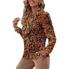 image:imageLYANER Womens Ruffle Front Blouse Collar Neck Button Down Long Sleeve Ruffled Shirt Dressy Work TopFloral Black