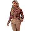 image:imageLYANER Womens Ruffle Front Blouse Collar Neck Button Down Long Sleeve Ruffled Shirt Dressy Work TopFloral Caramel