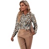 image:imageLYANER Womens Ruffle Front Blouse Collar Neck Button Down Long Sleeve Ruffled Shirt Dressy Work TopLeopard Beige