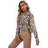 image:imageLYANER Womens Ruffle Front Blouse Collar Neck Button Down Long Sleeve Ruffled Shirt Dressy Work TopLeopard Beige