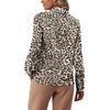 image:imageLYANER Womens Ruffle Front Blouse Collar Neck Button Down Long Sleeve Ruffled Shirt Dressy Work TopLeopard Beige