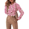 image:imageLYANER Womens Ruffle Front Blouse Collar Neck Button Down Long Sleeve Ruffled Shirt Dressy Work TopLeopard Rose