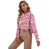 image:imageLYANER Womens Ruffle Front Blouse Collar Neck Button Down Long Sleeve Ruffled Shirt Dressy Work TopLeopard Rose