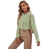 image:imageLYANER Womens Ruffle Front Blouse Collar Neck Button Down Long Sleeve Ruffled Shirt Dressy Work TopLight Green