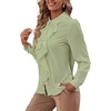 image:imageLYANER Womens Ruffle Front Blouse Collar Neck Button Down Long Sleeve Ruffled Shirt Dressy Work TopLight Green