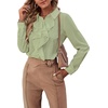 image:imageLYANER Womens Ruffle Front Blouse Collar Neck Button Down Long Sleeve Ruffled Shirt Dressy Work TopLight Green
