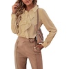 image:imageLYANER Womens Ruffle Front Blouse Collar Neck Button Down Long Sleeve Ruffled Shirt Dressy Work TopLight Khaki