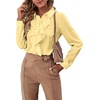 image:imageLYANER Womens Ruffle Front Blouse Collar Neck Button Down Long Sleeve Ruffled Shirt Dressy Work TopLight Yellow