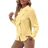 image:imageLYANER Womens Ruffle Front Blouse Collar Neck Button Down Long Sleeve Ruffled Shirt Dressy Work TopLight Yellow