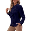 image:imageLYANER Womens Ruffle Front Blouse Collar Neck Button Down Long Sleeve Ruffled Shirt Dressy Work TopNavy Blue