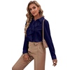 image:imageLYANER Womens Ruffle Front Blouse Collar Neck Button Down Long Sleeve Ruffled Shirt Dressy Work TopNavy Blue