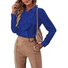 image:imageLYANER Womens Ruffle Front Blouse Collar Neck Button Down Long Sleeve Ruffled Shirt Dressy Work TopRoyal Blue