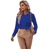 image:imageLYANER Womens Ruffle Front Blouse Collar Neck Button Down Long Sleeve Ruffled Shirt Dressy Work TopRoyal Blue