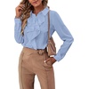 image:imageLYANER Womens Ruffle Front Blouse Collar Neck Button Down Long Sleeve Ruffled Shirt Dressy Work TopSky Blue
