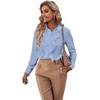 image:imageLYANER Womens Ruffle Front Blouse Collar Neck Button Down Long Sleeve Ruffled Shirt Dressy Work TopSky Blue