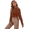 image:imageLYANER Womens Ruffle Front Blouse Collar Neck Button Down Long Sleeve Ruffled Shirt Dressy Work TopSolid Caramel