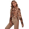 image:imageLYANER Womens Ruffle Front Blouse Collar Neck Button Down Long Sleeve Ruffled Shirt Dressy Work TopTiger Caramel
