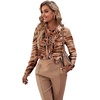 image:imageLYANER Womens Ruffle Front Blouse Collar Neck Button Down Long Sleeve Ruffled Shirt Dressy Work TopTiger Caramel