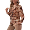 image:imageLYANER Womens Ruffle Front Blouse Collar Neck Button Down Long Sleeve Ruffled Shirt Dressy Work TopTiger Caramel