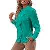 image:imageLYANER Womens Ruffle Front Blouse Collar Neck Button Down Long Sleeve Ruffled Shirt Dressy Work TopTurquoise