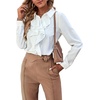 image:imageLYANER Womens Ruffle Front Blouse Collar Neck Button Down Long Sleeve Ruffled Shirt Dressy Work TopWhite