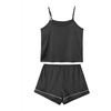image:imageLYANER Womens Satin Pajamas Set 7pcs Silky Sleepwear Loungewear Cami Shorts and Button Down Long Sleeve Pjs SetBlack