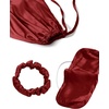 image:imageLYANER Womens Satin Pajamas Set 7pcs Silky Sleepwear Loungewear Cami Shorts and Button Down Long Sleeve Pjs SetBurgundy