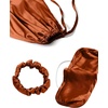 image:imageLYANER Womens Satin Pajamas Set 7pcs Silky Sleepwear Loungewear Cami Shorts and Button Down Long Sleeve Pjs SetCaramel