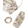 image:imageLYANER Womens Satin Pajamas Set 7pcs Silky Sleepwear Loungewear Cami Shorts and Button Down Long Sleeve Pjs SetFloral Champagne