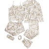 image:imageLYANER Womens Satin Pajamas Set 7pcs Silky Sleepwear Loungewear Cami Shorts and Button Down Long Sleeve Pjs SetFloral Champagne