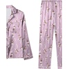 image:imageLYANER Womens Satin Pajamas Set 7pcs Silky Sleepwear Loungewear Cami Shorts and Button Down Long Sleeve Pjs SetFloral Lavender