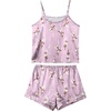 image:imageLYANER Womens Satin Pajamas Set 7pcs Silky Sleepwear Loungewear Cami Shorts and Button Down Long Sleeve Pjs SetFloral Lavender