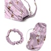 image:imageLYANER Womens Satin Pajamas Set 7pcs Silky Sleepwear Loungewear Cami Shorts and Button Down Long Sleeve Pjs SetFloral Lavender