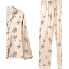 image:imageLYANER Womens Satin Pajamas Set 7pcs Silky Sleepwear Loungewear Cami Shorts and Button Down Long Sleeve Pjs SetFloral Multicolored