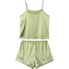 image:imageLYANER Womens Satin Pajamas Set 7pcs Silky Sleepwear Loungewear Cami Shorts and Button Down Long Sleeve Pjs SetLight Green