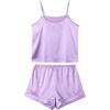 image:imageLYANER Womens Satin Pajamas Set 7pcs Silky Sleepwear Loungewear Cami Shorts and Button Down Long Sleeve Pjs SetPurple