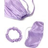image:imageLYANER Womens Satin Pajamas Set 7pcs Silky Sleepwear Loungewear Cami Shorts and Button Down Long Sleeve Pjs SetPurple