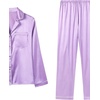 image:imageLYANER Womens Satin Pajamas Set 7pcs Silky Sleepwear Loungewear Cami Shorts and Button Down Long Sleeve Pjs SetPurple