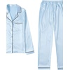 image:imageLYANER Womens Satin Pajamas Set 7pcs Silky Sleepwear Loungewear Cami Shorts and Button Down Long Sleeve Pjs SetSky Blue