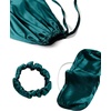 image:imageLYANER Womens Satin Pajamas Set 7pcs Silky Sleepwear Loungewear Cami Shorts and Button Down Long Sleeve Pjs SetTeal